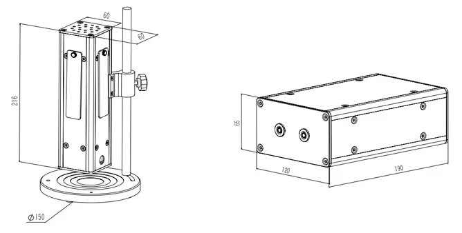 Dimensions of ﻿BIM-6250 Low-pressure Hg Light Source