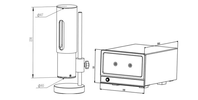 Dimensions of ﻿﻿﻿BIM-6252 High-pressure Hydrogen Lamp Source
