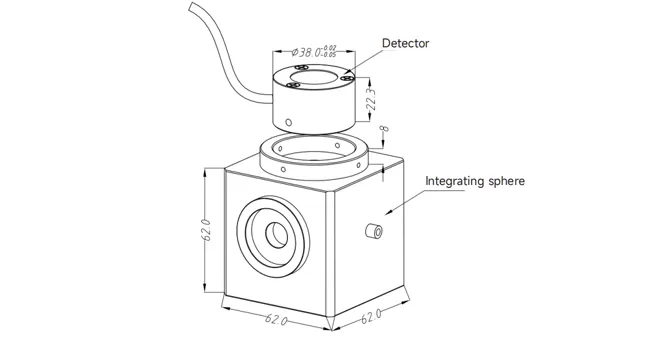 Dimensions of ﻿BIM-740xU Integrating Sphere Power Meter
