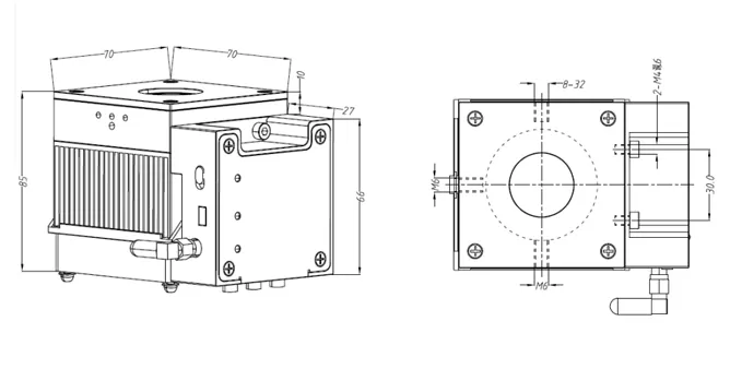 Dimensions of ﻿BIM-761X Series Thermopile Power Detector