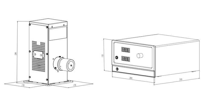 Dimensions of ﻿﻿﻿BRS-7001 Xenon Light Source
