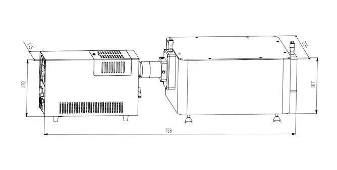 Dimensions of BRS-8001 Tunable Light Source (QTH）