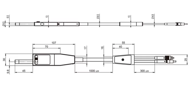 Dimensions of SIM-6131 Series Raman Probe